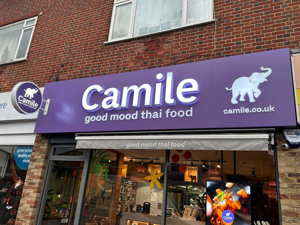 Camile Thai shopfront sign made and fitted by Sign & Print