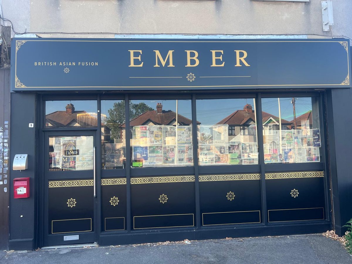 Ember shopfront sign made and fitted by Sign & Print